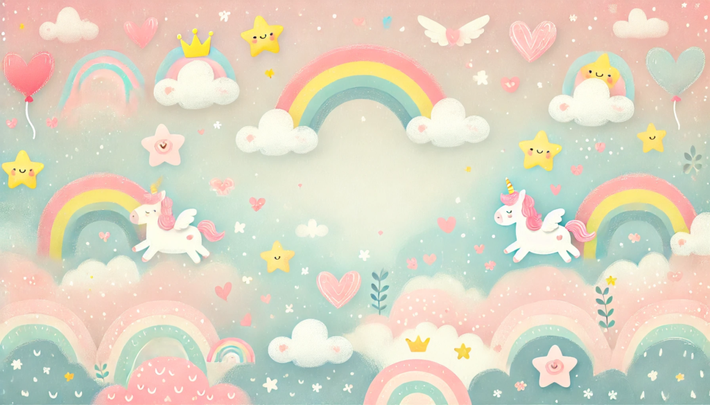 ユニコーンと星と虹がゆめかわいい壁紙