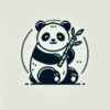 竹を持ってニッコリしているパンダのイラスト