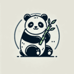 竹を持ってニッコリしているパンダのイラスト