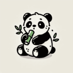 竹をもった赤ちゃんパンダのイラスト