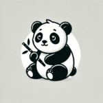 竹を握りしめるパンダのイラスト