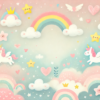 ユニコーンと星と虹がゆめかわいい壁紙