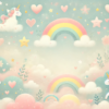 三体のユニコーンとバルーンと虹がゆめかわいい壁紙