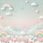 ピンクのユニコーンと虹がゆめかわいい壁紙